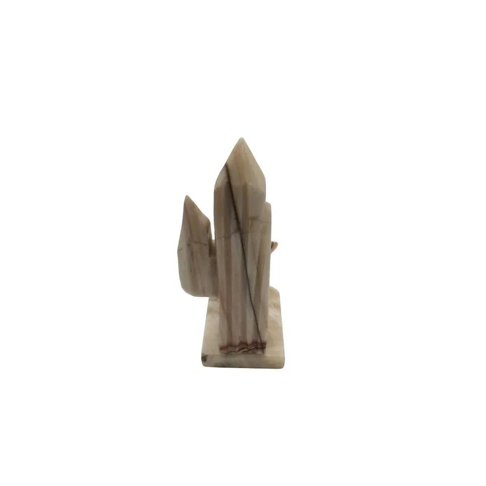 Vintage Carved Onyx Stone‎ Bookends Mexican Siesta & Cactus Design